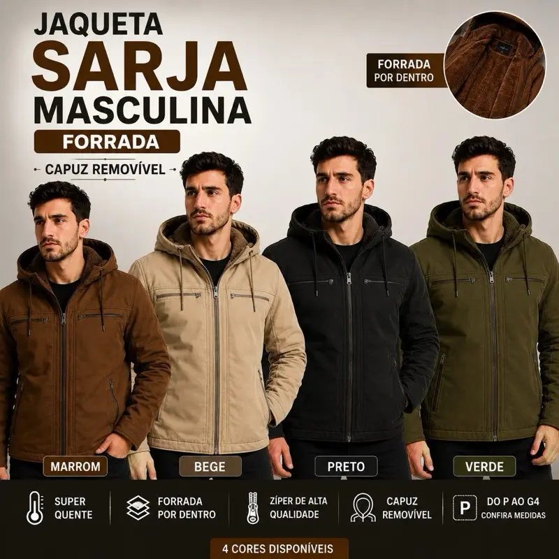 Jaqueta sarja com capuz